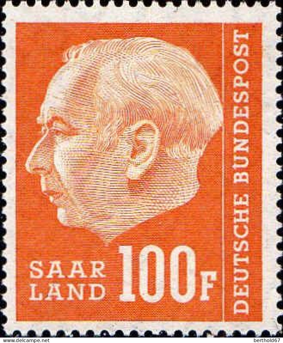 Sarre Poste N** Yv:408 Mi:426 Theodor Heuss Gravure Format 24x29½ - Unused Stamps