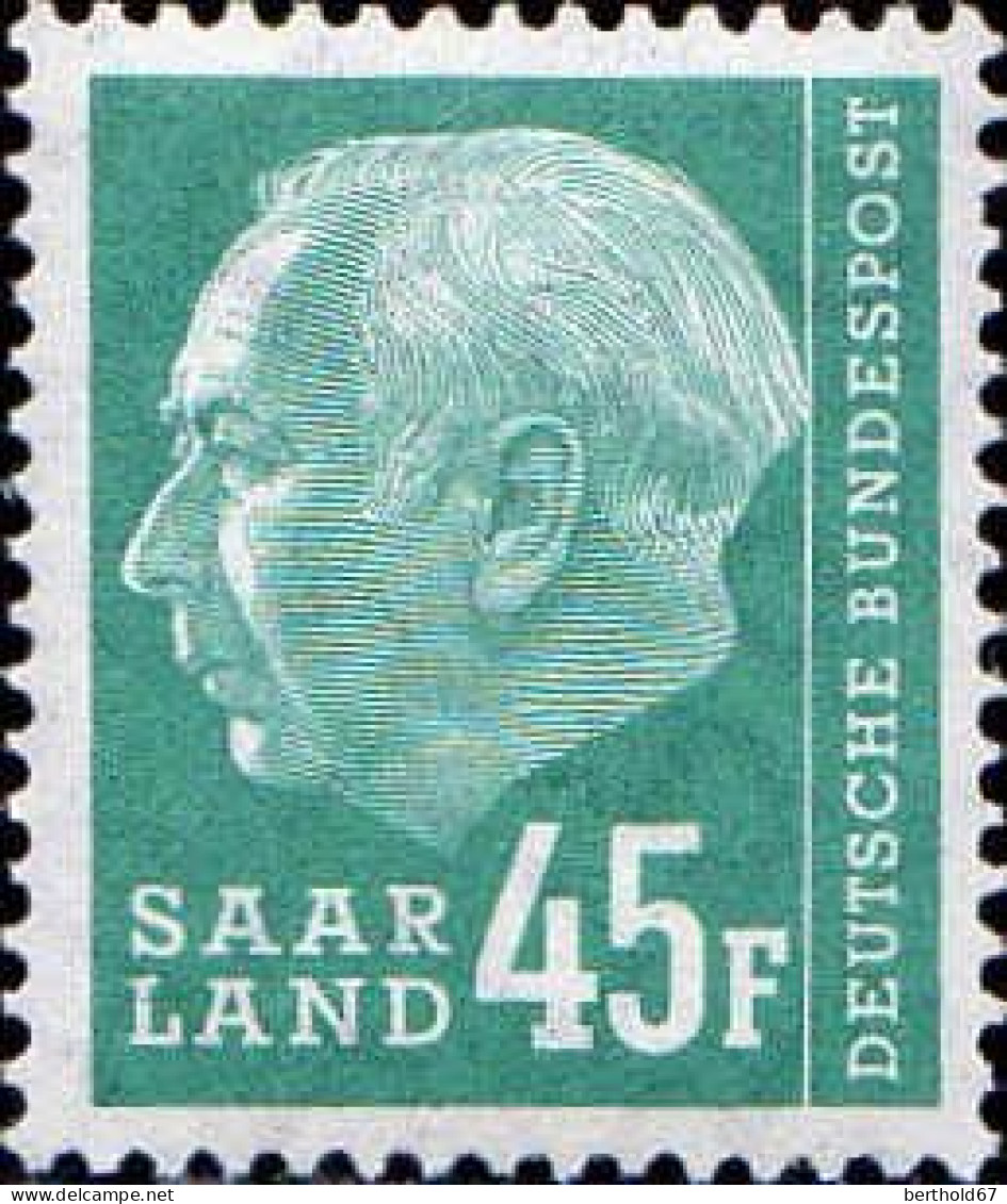 Sarre Poste N** Yv:403 Mi:421 Theodor Heuss Typographie - Unused Stamps