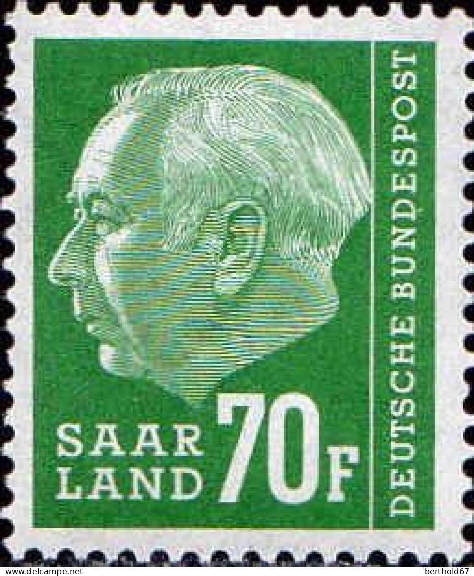 Sarre Poste N** Yv:405 Mi:423 Theodor Heuss Typographie - Unused Stamps