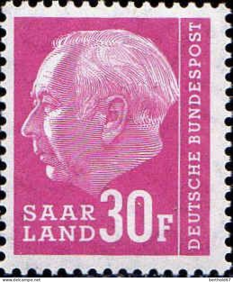 Sarre Poste N** Yv:401 Mi:419 Theodor Heuss Typographie - Unused Stamps