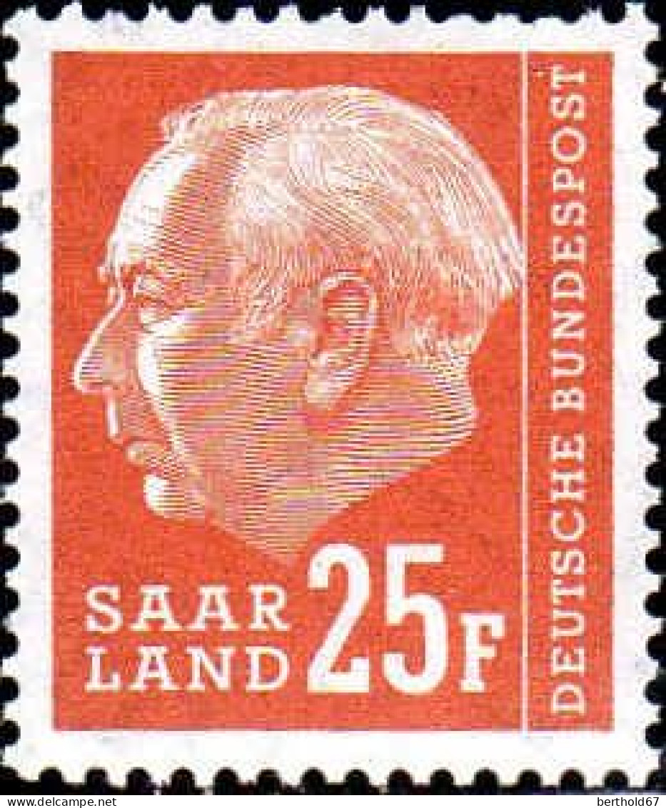 Sarre Poste N** Yv:400 Mi:418 Theodor Heuss Typographie (Petit Def.gomme) - Unused Stamps