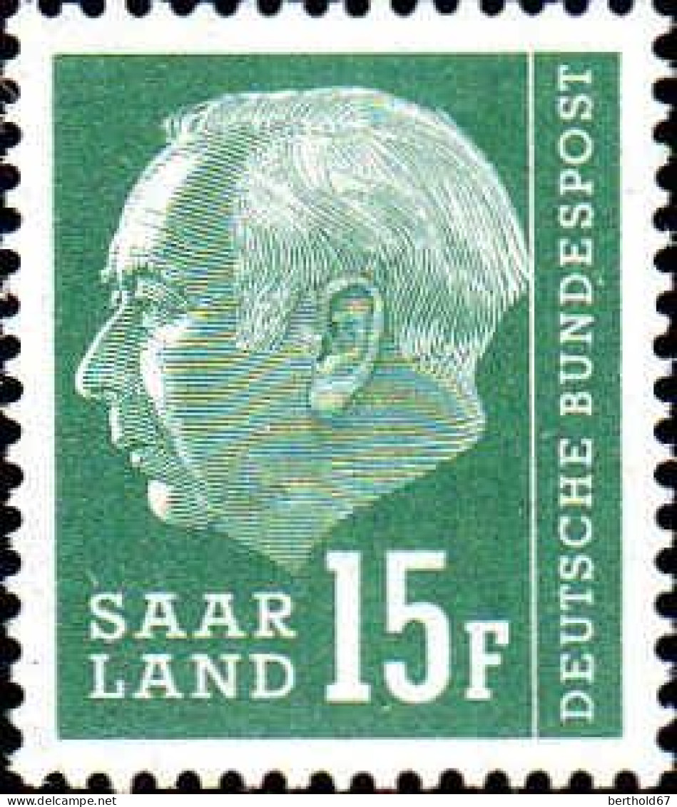 Sarre Poste N** Yv:397 Mi:415 Theodor Heuss Typographie - Unused Stamps