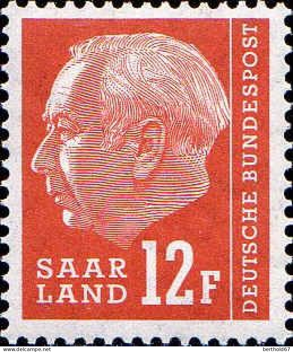 Sarre Poste N** Yv:396 Mi:414 Theodor Heuss Typographie - Unused Stamps