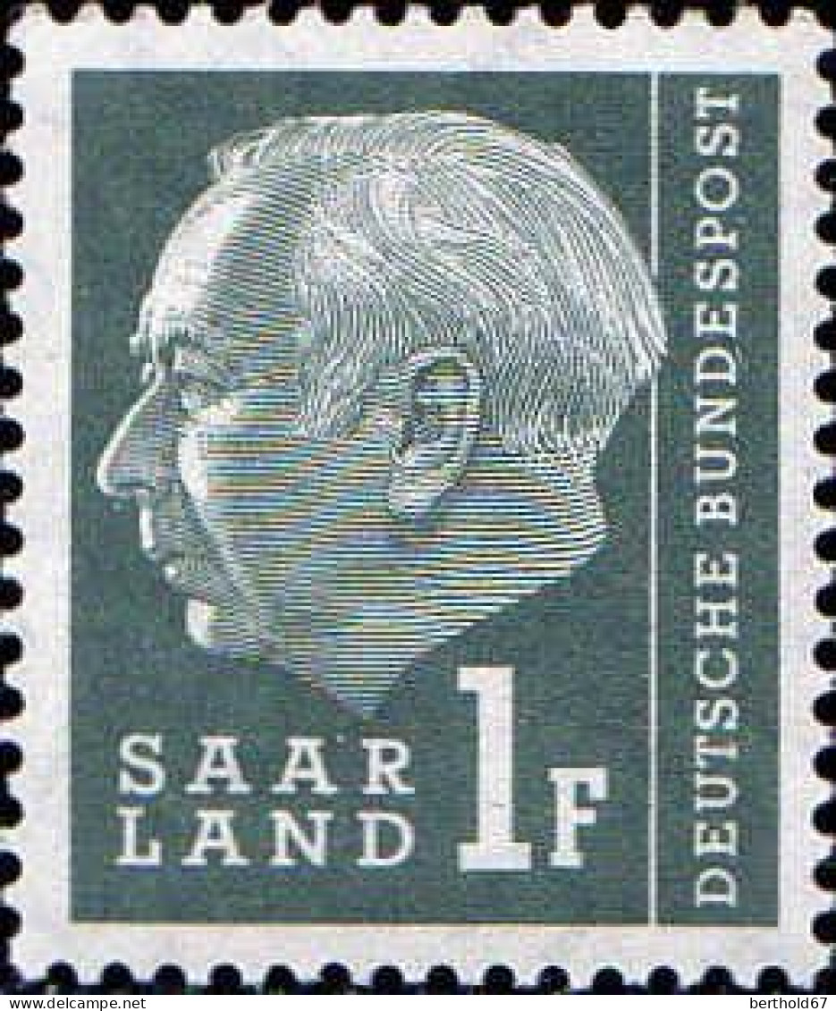 Sarre Poste N** Yv:391 Mi:409 Theodor Heuss Typographie - Unused Stamps