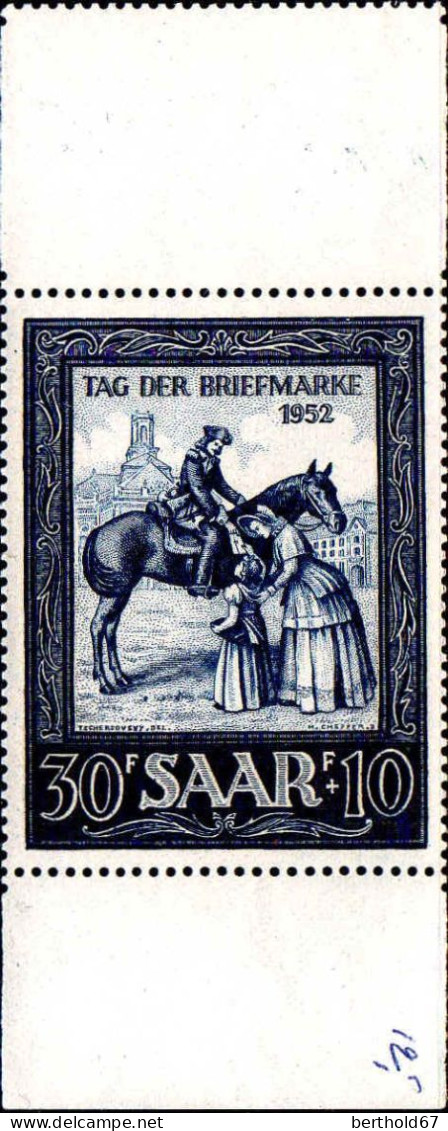 Sarre Poste N** Yv:303 Mi:316 Tag Der Briefmarke Cavalier Bord De Feuille - Ongebruikt