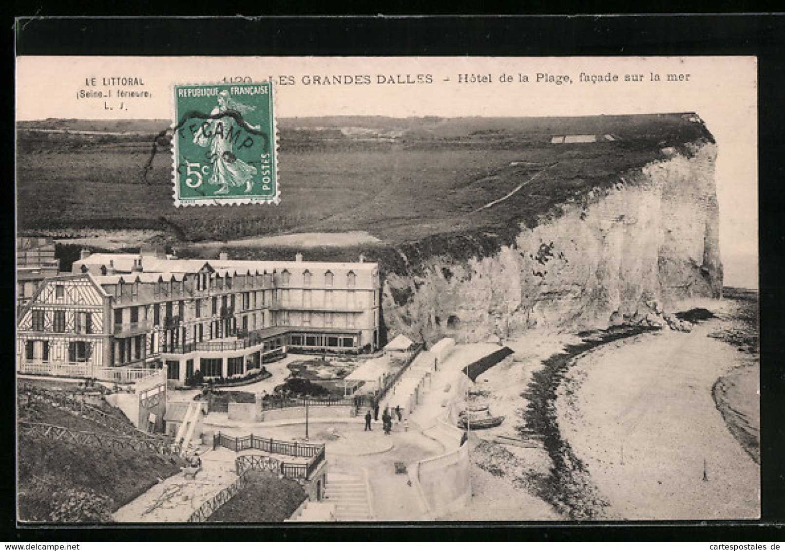 CPA Les Grandes Dallas, Hotel De La Plage, Facade Sur La Mer  - Otros & Sin Clasificación