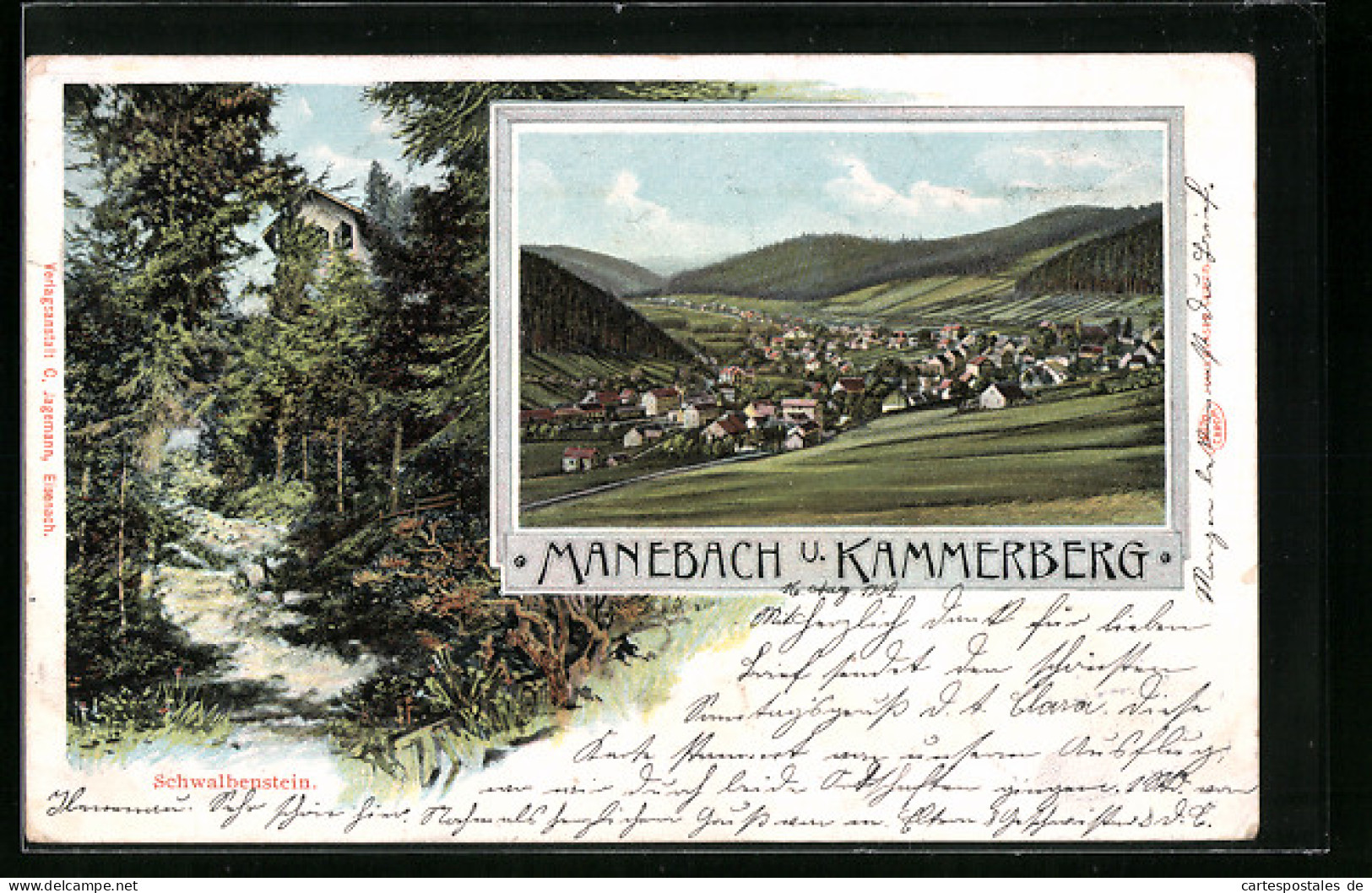 AK Manebach, Ortsansicht Mit Kammerberg, Schwalbenstein  - Other & Unclassified