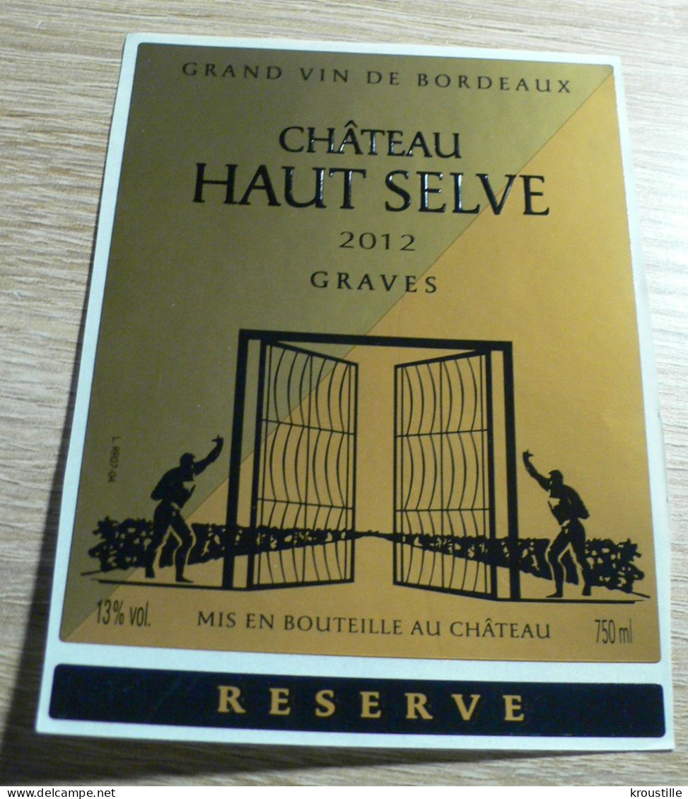 CHATEAU HAUT SELVE - GRAVES 2012 : ETIQUETTE NEUVE - Bordeaux