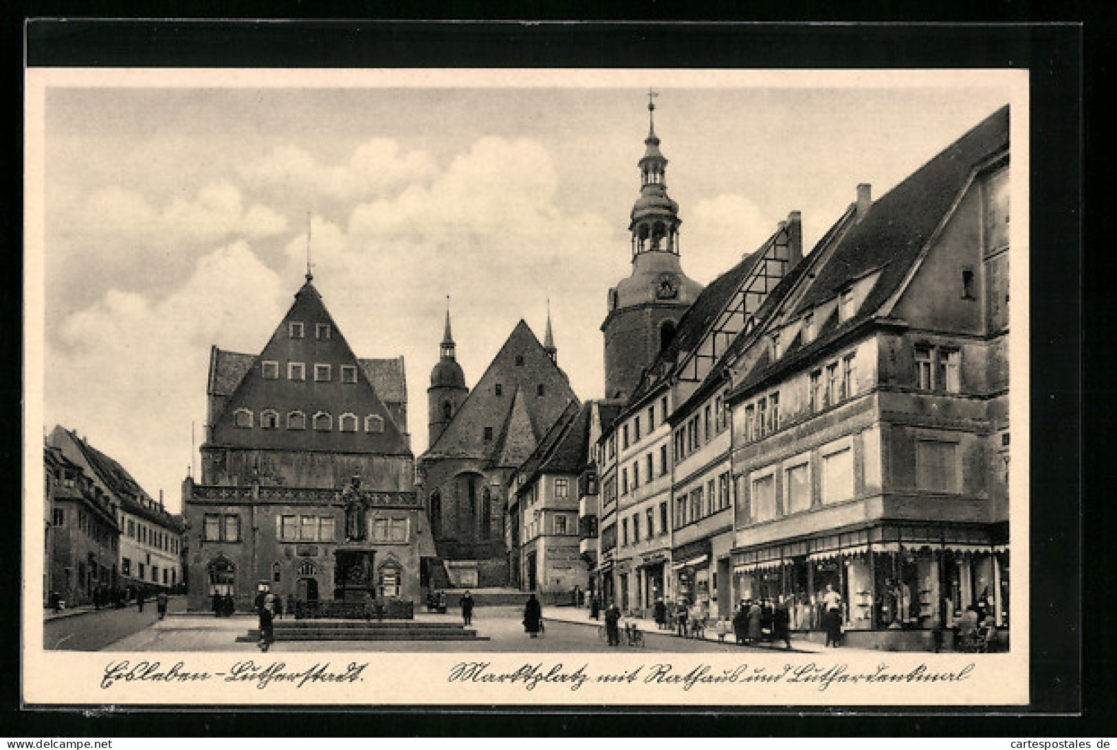 AK Eisleben-Lutherstadt, Marktplatz Mit Rathaus Und Lutherdenkmal  - Lutherstadt Eisleben
