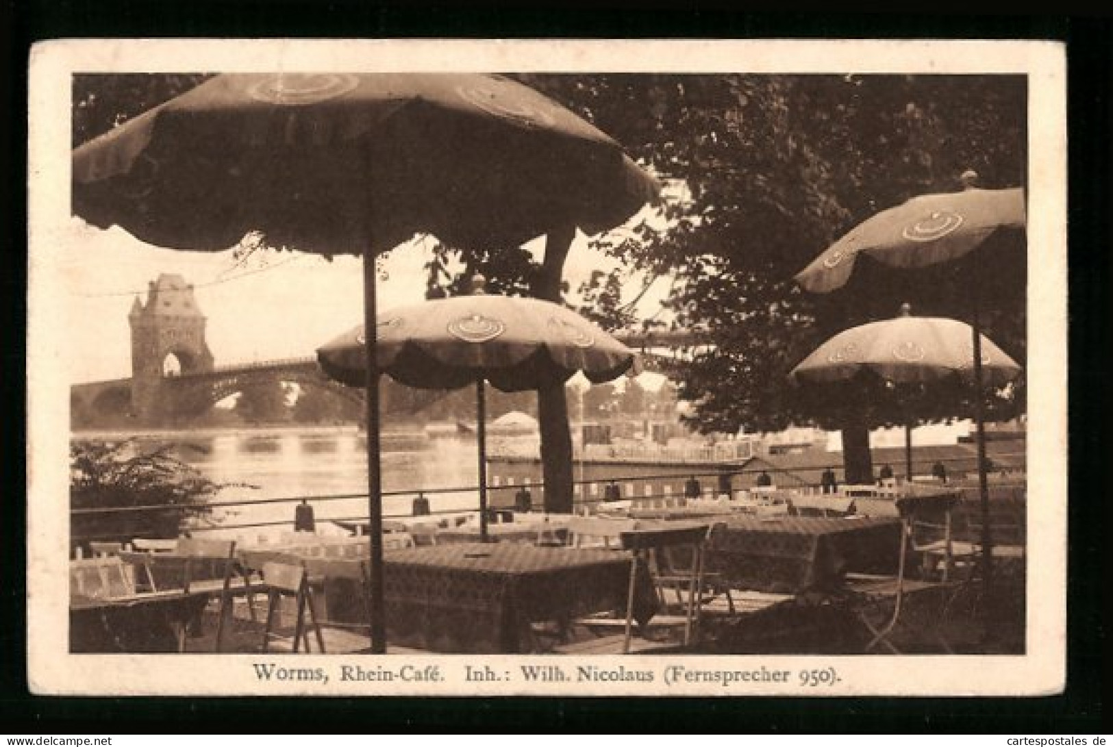 AK Worms, Rhein-Café, Inh. Wilh. Nicolaus  - Worms