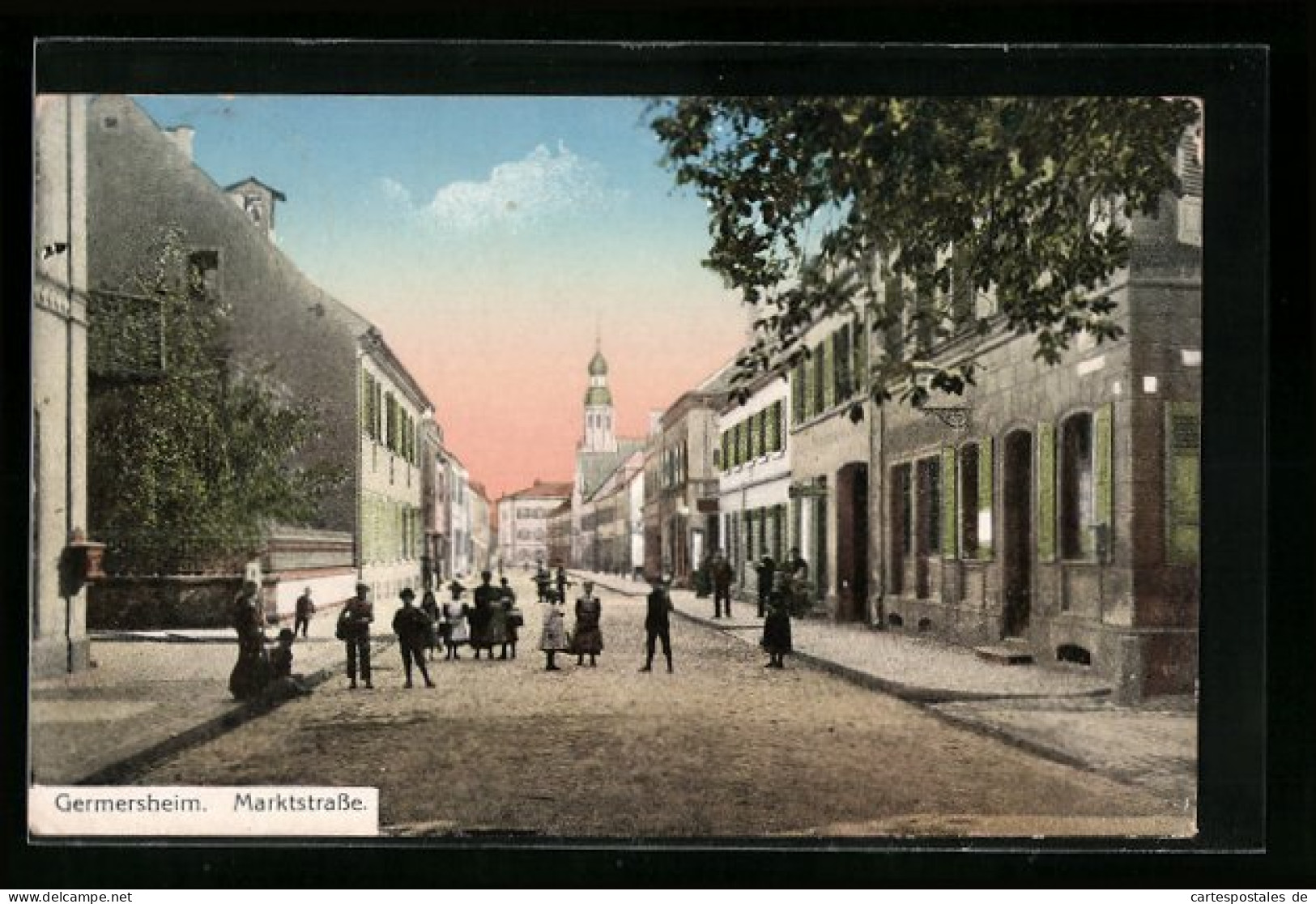 AK Germersheim, Marktstrasse Mit Kirche  - Germersheim