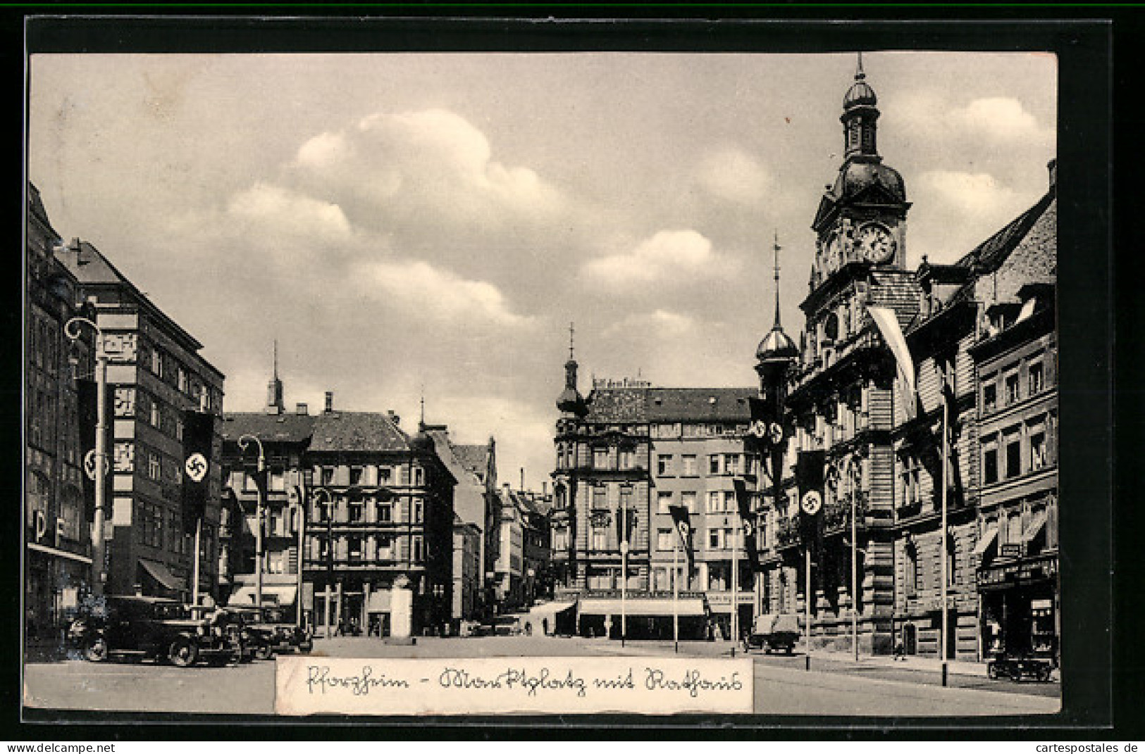 AK Pforzheim, Marktplatz Mit Rathaus  - Pforzheim