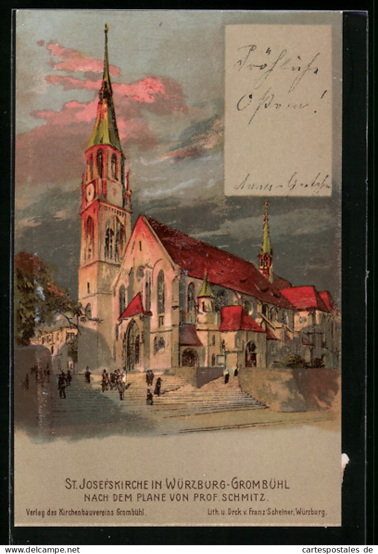 Künstler-AK Würzburg, St. Josefskirche Im Dämmerungslicht  - Wuerzburg