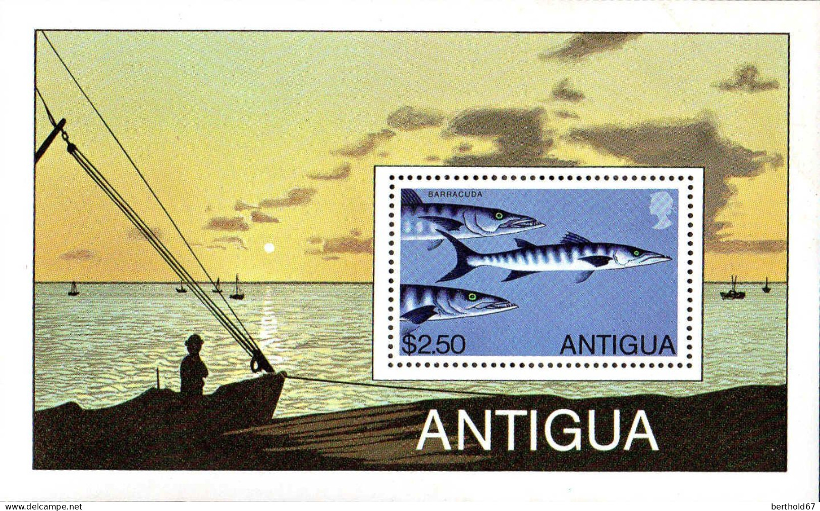 Antigua Bloc N** Yv: 43 Mi:43 Baracuda (Petit Def.gomme) - Antigua And Barbuda (1981-...)