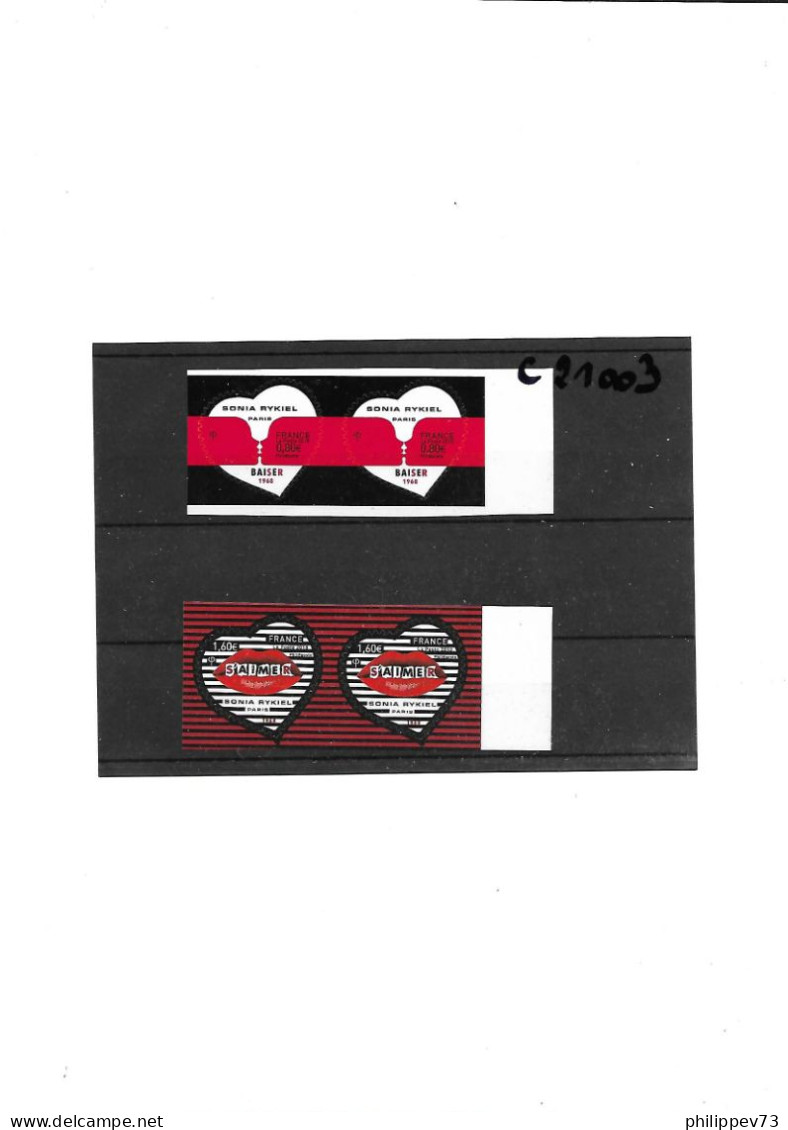 TP Autoadhésif  St Valentin Coeurs De Sonia Rykiel " Baiser"  N°1514 - 1515 X 2 Année 2018 N** Support Blanc - Unused Stamps