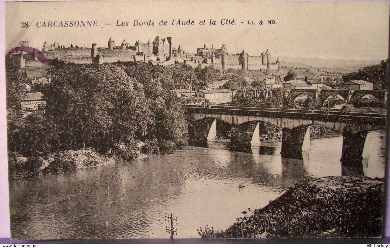 CPA Années 1920 CARCASSONNE Belle Vue Sépia De La Cité Et De L'Aude - COMME NEUVE - Carcassonne