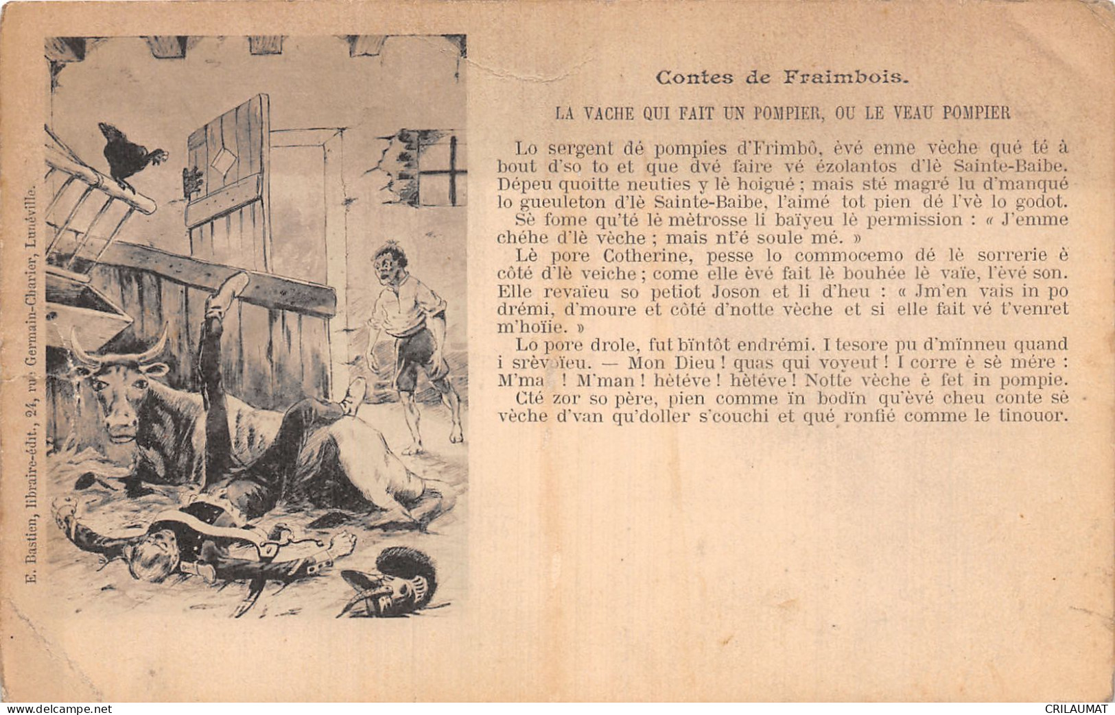 54-CONTES DE FRAIMBOIS FOLKLORE LE VEAU POMPIER-N°5136-C/0333 - Autres & Non Classés