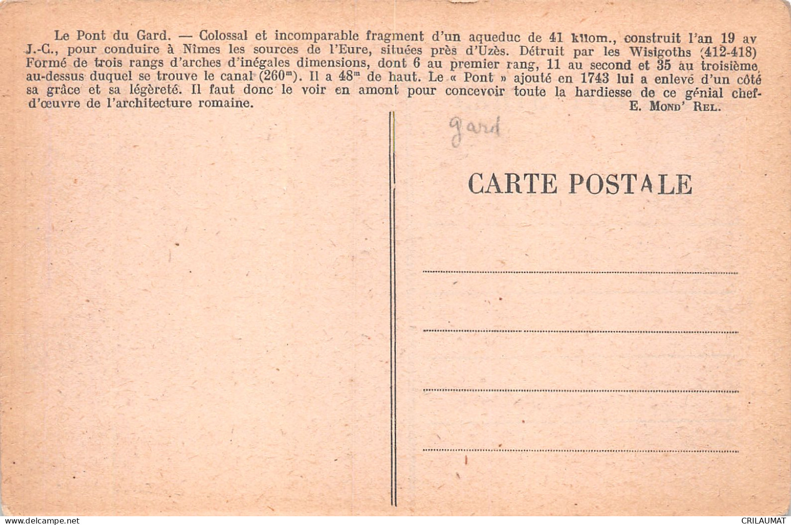 30-LE PONT DU GARD-N°5136-A/0281 - Sonstige & Ohne Zuordnung