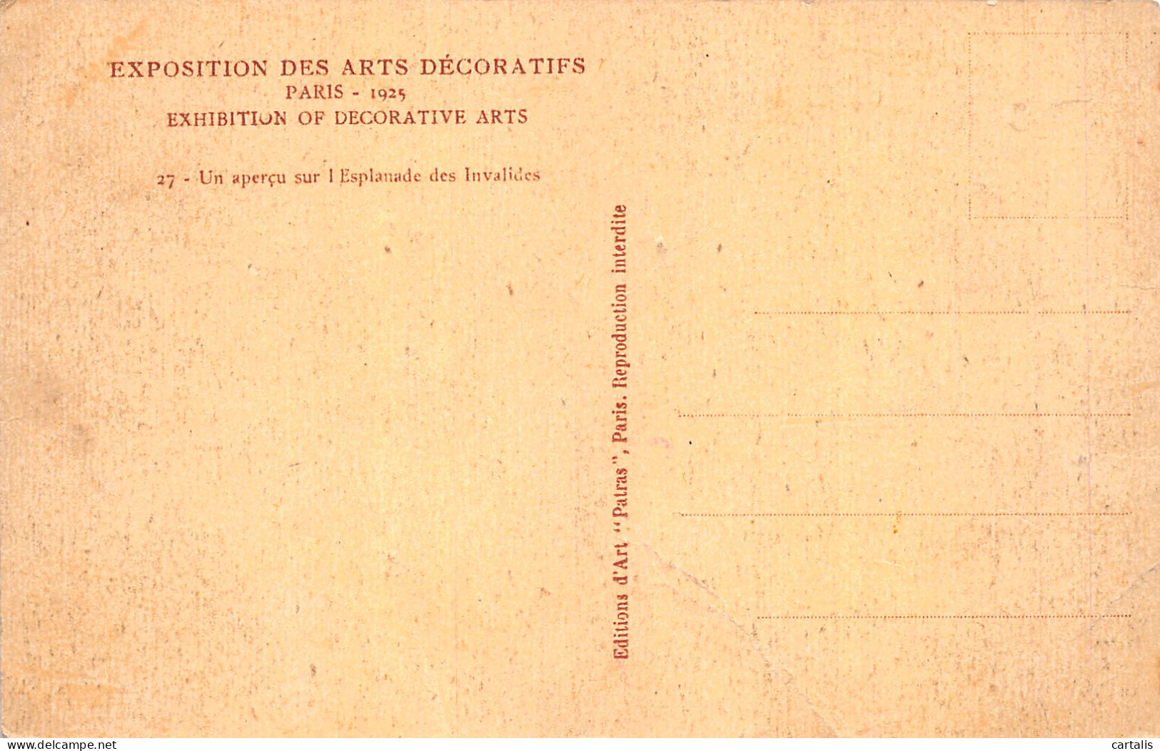 75-PARIS EXPO DES ARTS DECORATIFS 1925 LES INVALIDES-N°4190-G/0101 - Exposiciones