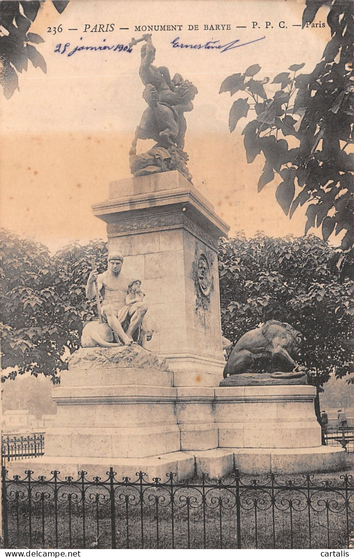 75-PARIS MONUMENT BARYE-N°4190-G/0065 - Other & Unclassified