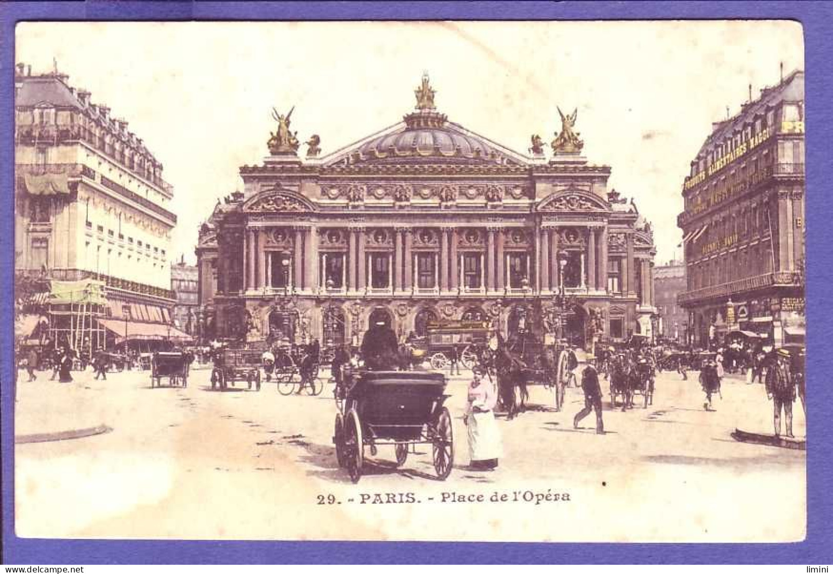 75 - PARIS - 2éme  -PLACE De L''OPÉRA - ATTELAGE - ANIMÉE - COLORISÉE -' - Places, Squares