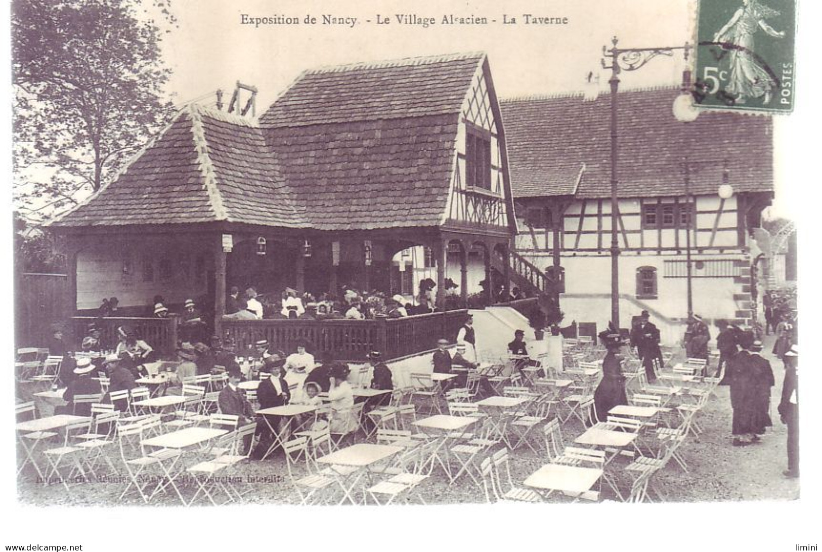 54 - CARTE ILLUSTRÉE - NANCY - EXPOSITION  - TAVERNE Du VILLAGE ALSACIEN - ANIMÉE - - Nancy