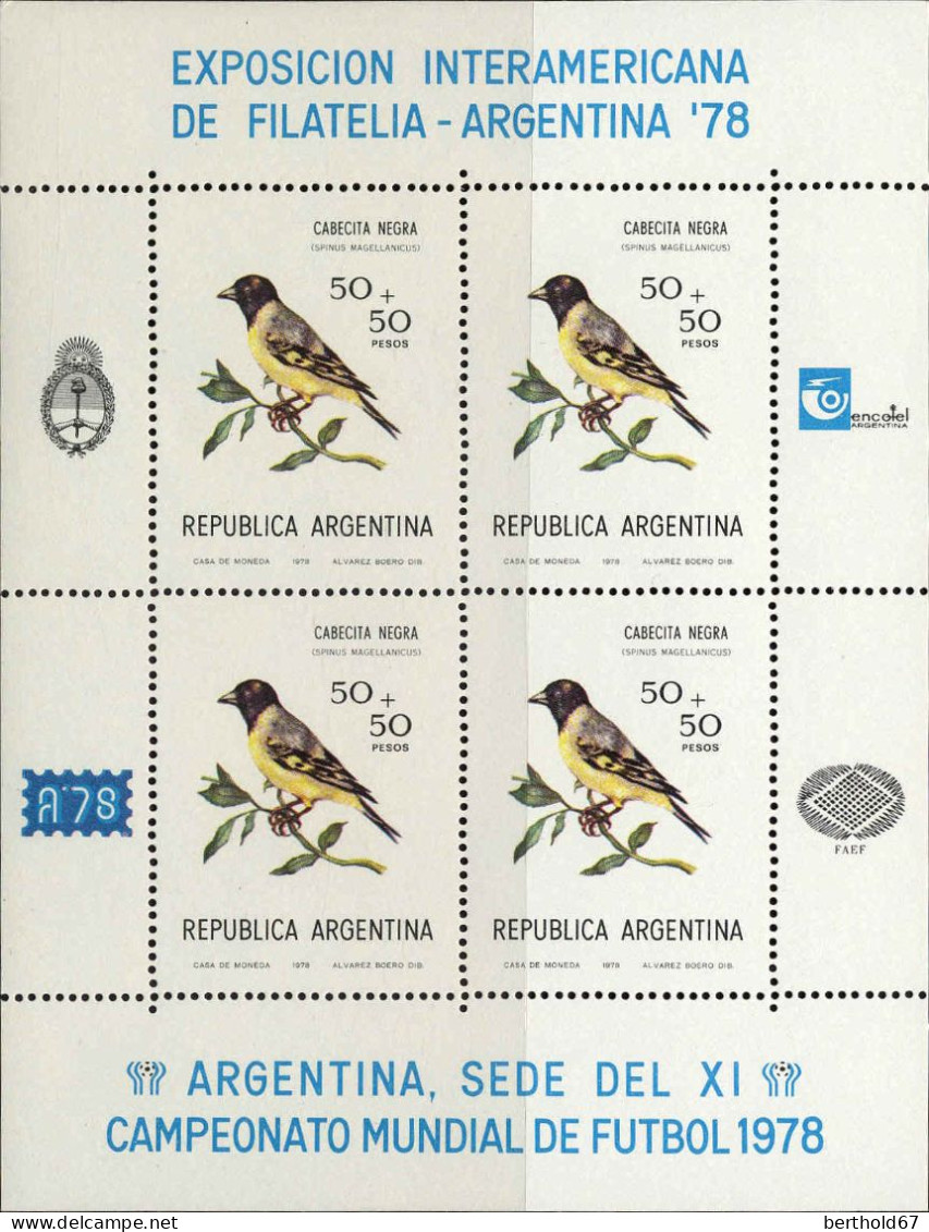 Argentine Poste N** Yv:1123/1127 Oiseaux Bloc De 4 Leg.imp Gomme Sur 1127 - Unused Stamps