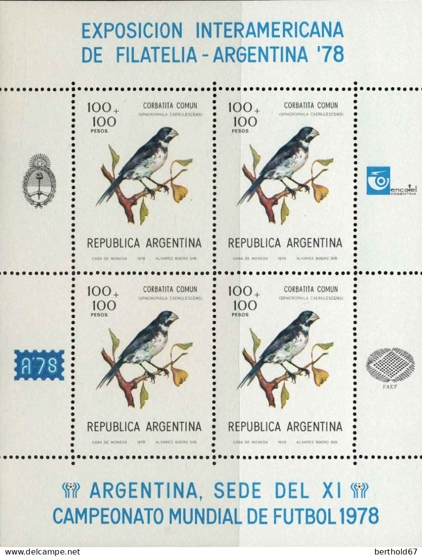 Argentine Poste N** Yv:1123/1127 Oiseaux Bloc De 4 Leg.imp Gomme Sur 1127 - Unused Stamps