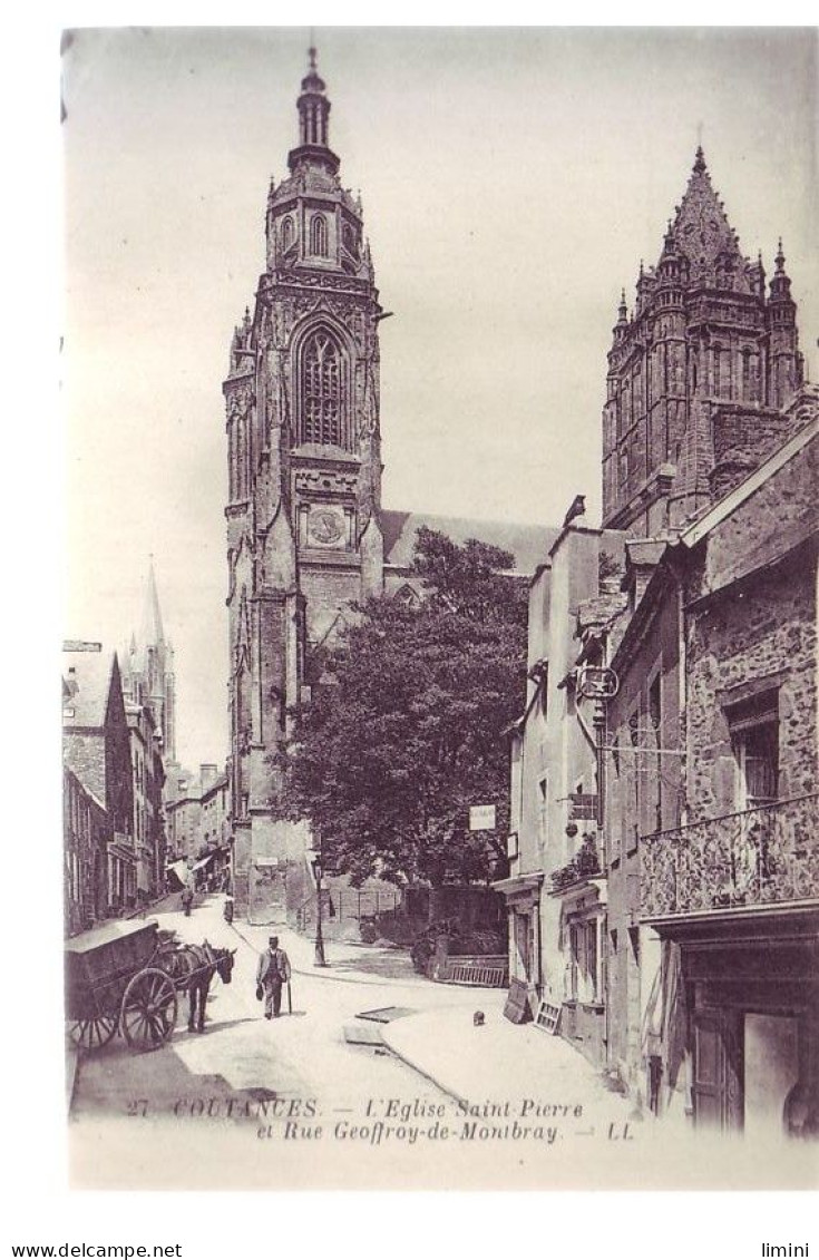 '50 - COUTANCES - RUE De GEOFFROY De MONBRAY - L''ÉGLISE - ANIMÉE - ' - Coutances