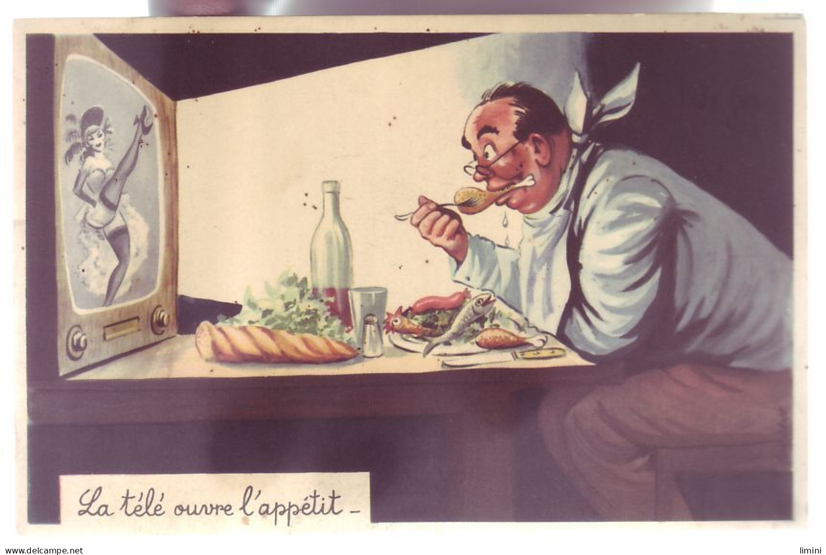 CARTE ILLUSTRÉE - LA TÉLÉ OUVRE L'APPÉTIT' - Humour