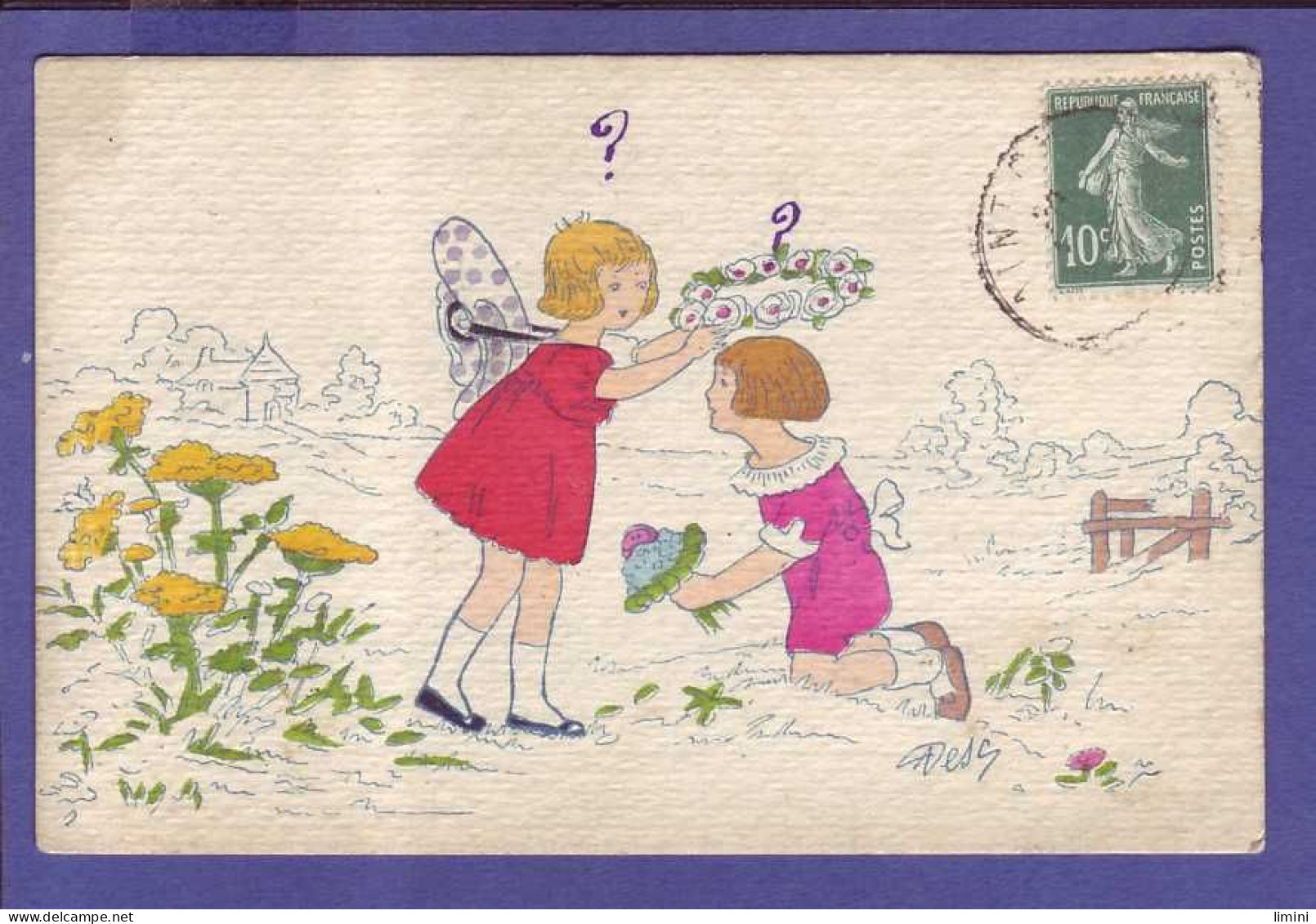 CARTE ILLUSTRÉE - COUPLE ENFANTS -  DESSIN -  - Coppie