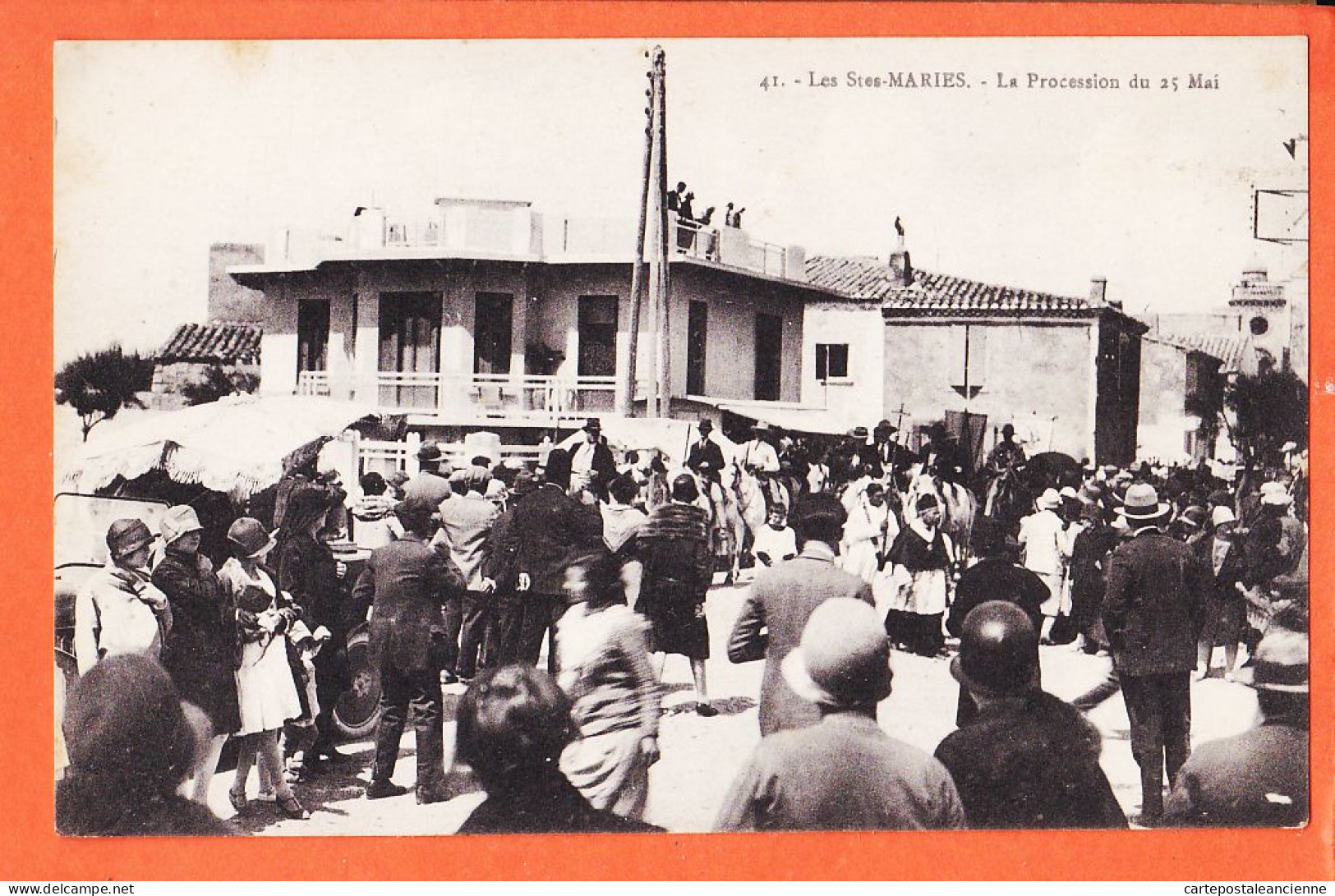 38927 / ⭐ ♥️ Carte-Photo-Bromure GEORGE ◉ Les SAINTES-MARIES-de-la-MER Ste ◉ Campement Attelage Carioles Pelerins - Saintes Maries De La Mer