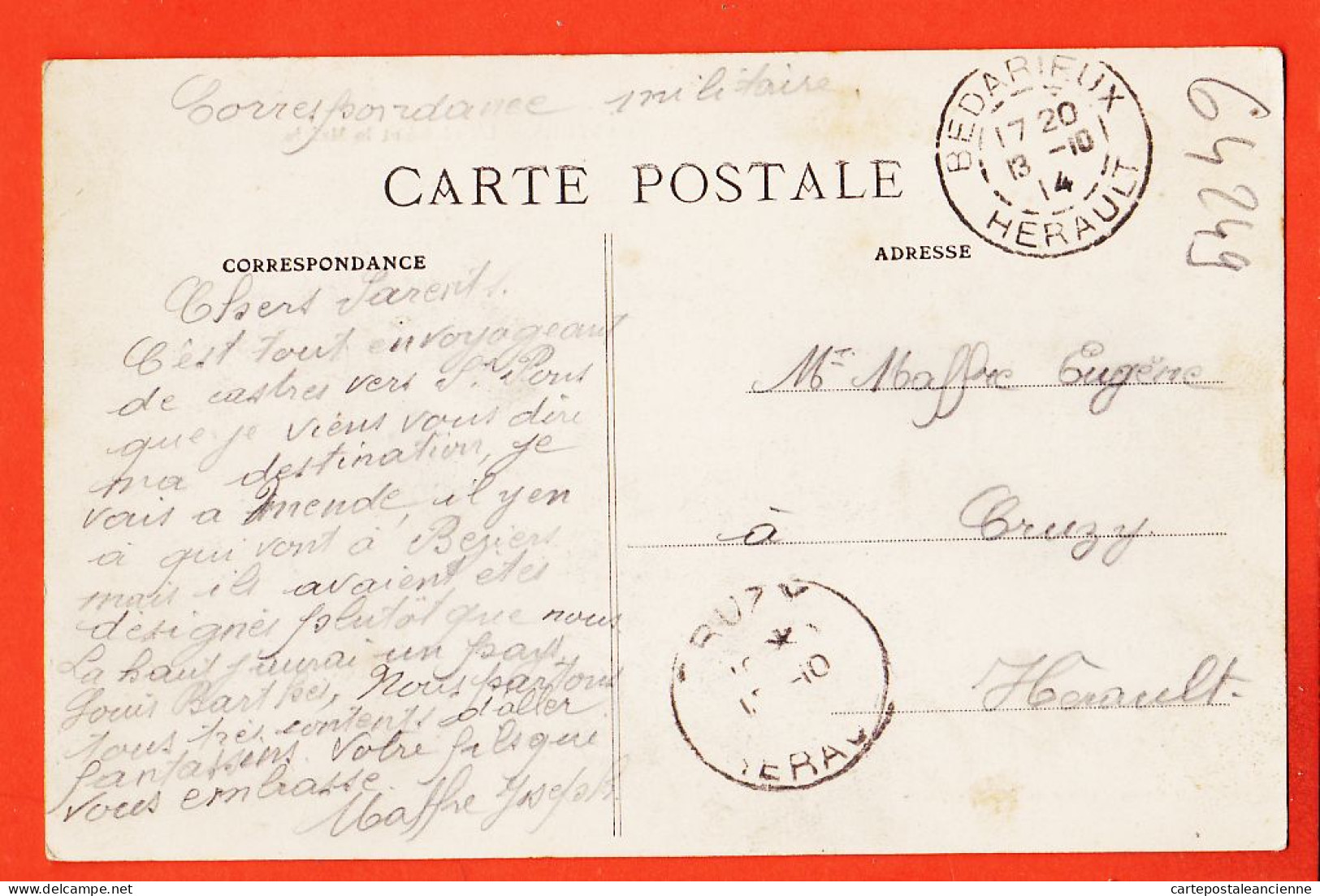 38943 / ⭐ CASTRES 81-Tarn ◉ Eveché Mairie 10-1914 Poilus Joseph MAFFRE Et Louis BARTHES Depart Mende à Eugene Cruzy - Castres