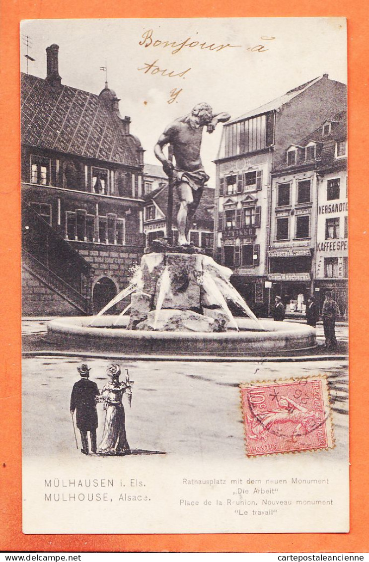 38960 / ⭐ MULHAUSEN  MULHOUSE 68-Alsace Rathausplatz ARBEIT Place REUNION Monument TRAVAIL à HEME C BREDIN Beaume Dames - Mulhouse