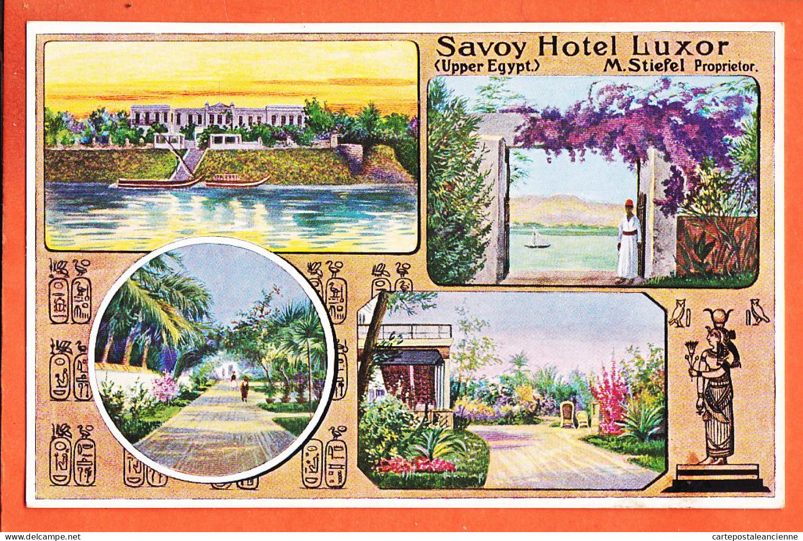 38957 / ⭐ ♥️ LUXOR Louxor SAVOY Hotel Proprietor STIEFEL Multivues 1910s ◉  Revers SPHINX à THEBES - Luxor