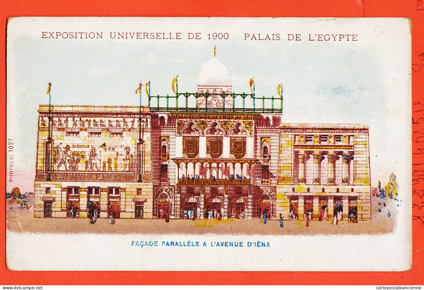 38946 / ⭐ ♥️ Palais EGYPTE Facade Parallele Avenue IENA Exposition Universelle Paris 1900 ◉  PHOTOCOL 1027 Litho Vintage - Sonstige & Ohne Zuordnung