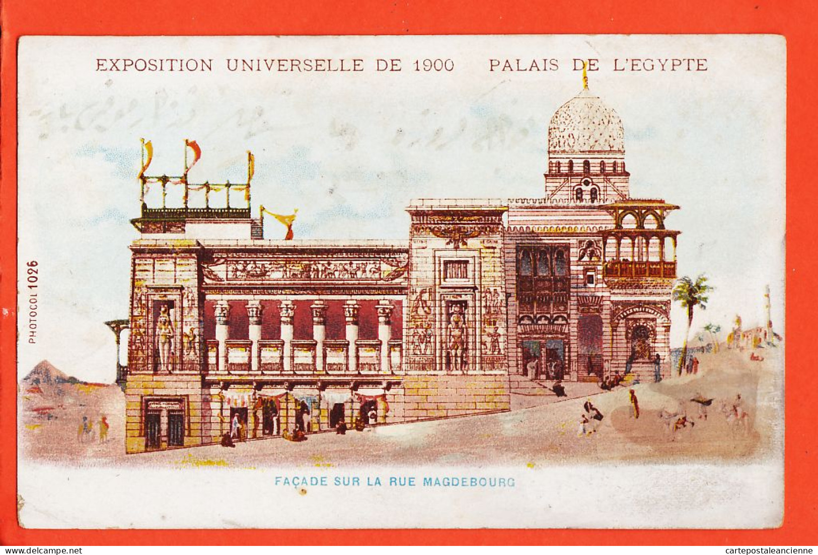 38520 / ⭐ ◉  (•◡•) Palais EGYPTE Facade Rue MAGDEBOURG Exposition Universelle 1900 ◉ PHOTOCOL 1026 Egypt Litho Vintage - Autres & Non Classés