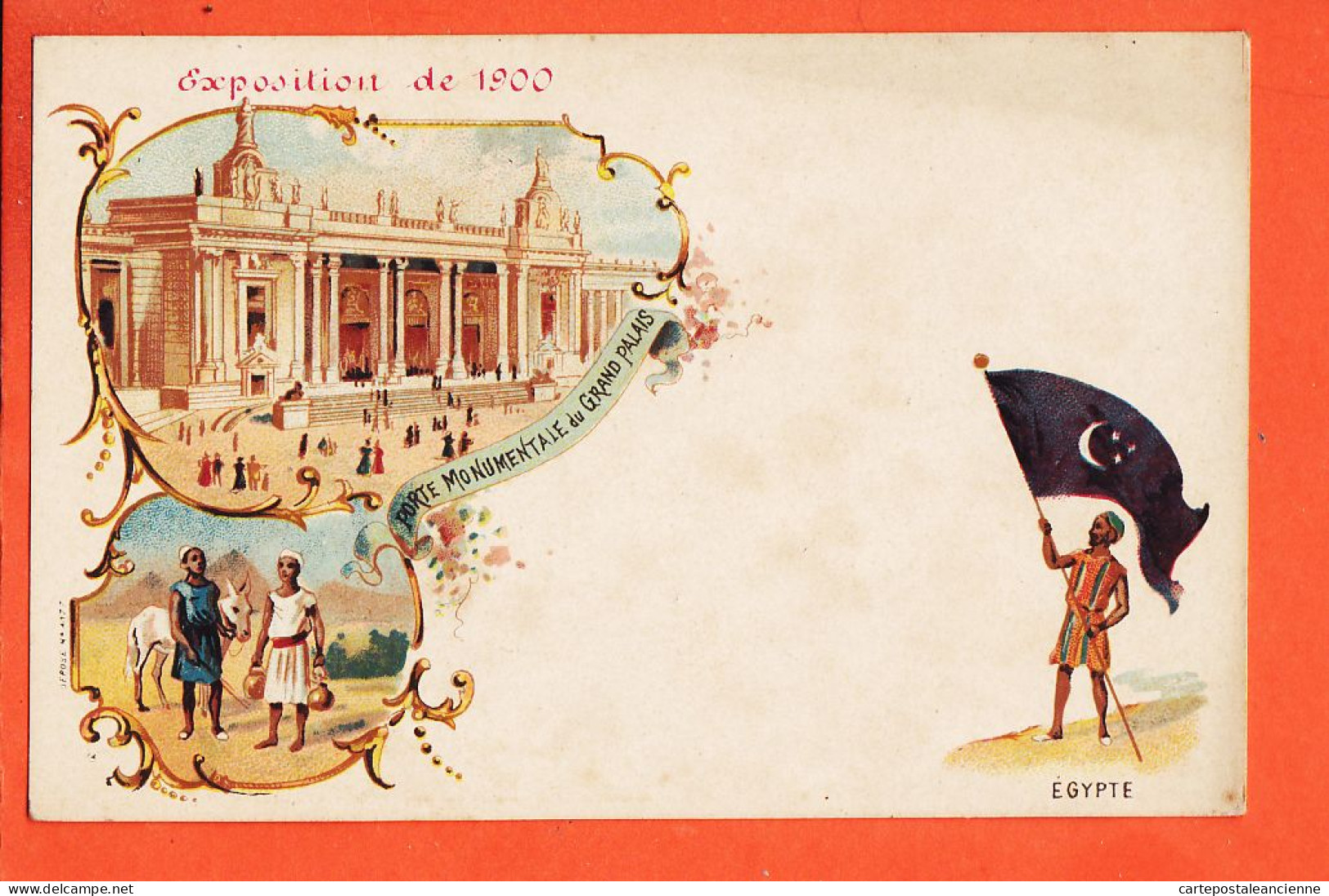 38945 / ⭐ EGYPTE Porte Monumentale Du GRAND PALAIS Exposition Paris De 1900 ◉  Litho Vintage Deposé 4177 Egypt  - Autres & Non Classés