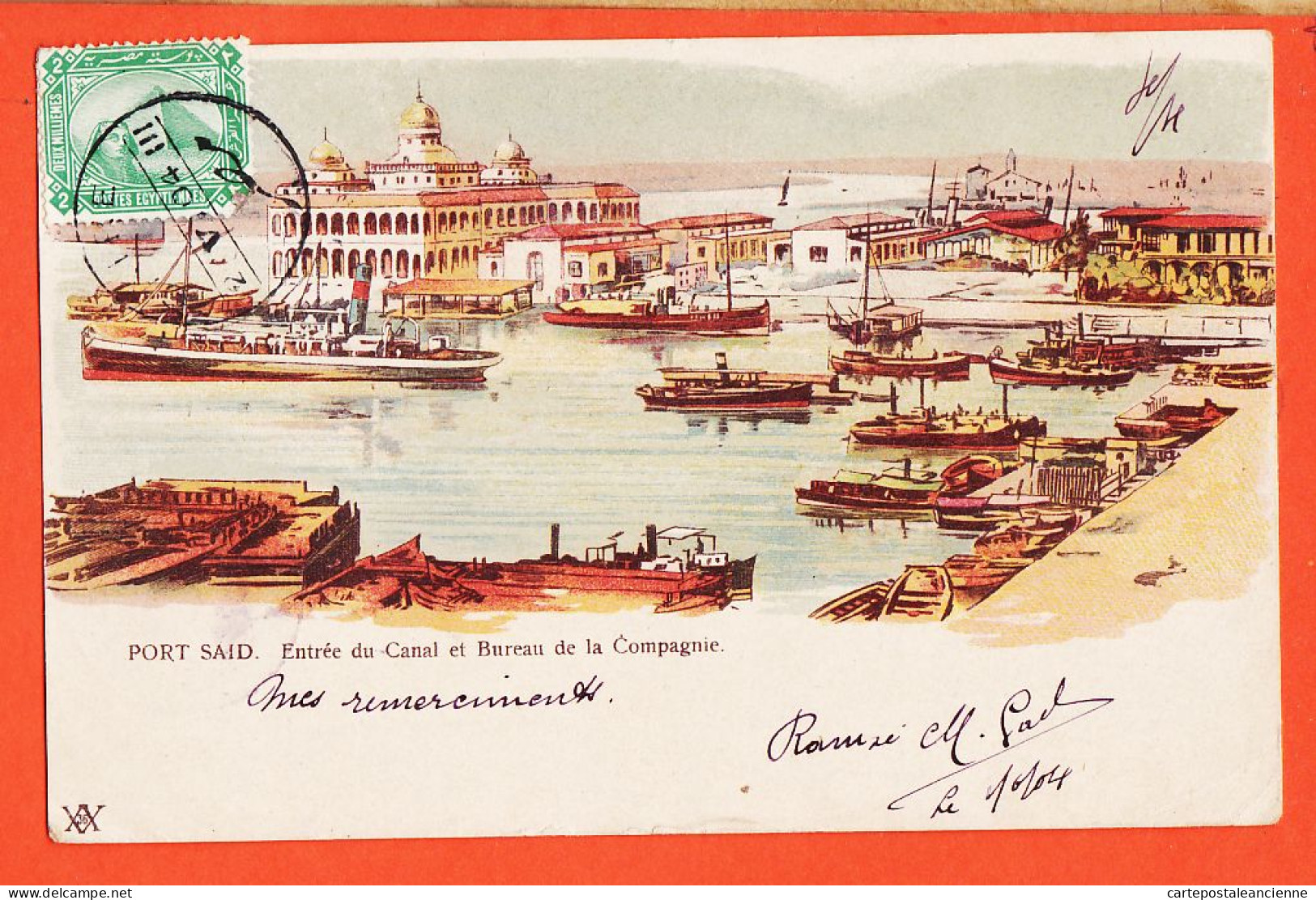 38942 / ⭐ PORT SAID ◉ Entree Canal Bureau Compagnie ◉ 1904 Madeleine CHAPLAIN Plancy ◉ Edition X36X Egypt Litho Vintage - Port-Saïd