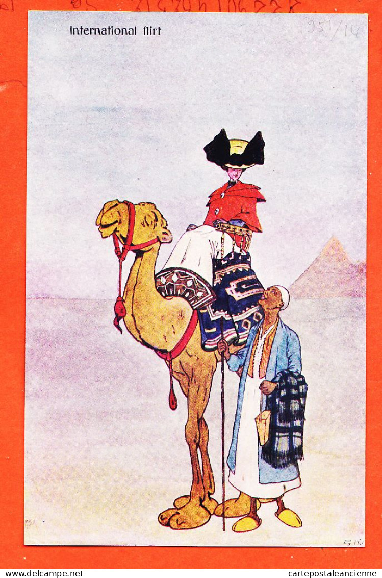 38924 / ⭐ Gouache Rudolf PICK ◉ Comic Ethnic Egypt ◉ International Flirt Egypte 1905s ◉ B.K.W I. 951-14 - Sonstige & Ohne Zuordnung