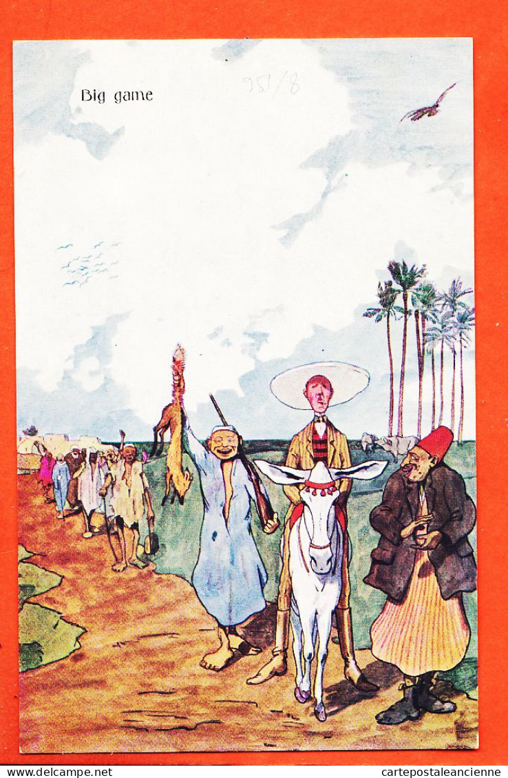 38919 / ⭐ Gouache Rudolf PICK ◉ Comic Ethnic Egypt ◉ Big Game Chasse Renard Egypte 1905s ◉ B.K.W I. 951-8 - Autres & Non Classés