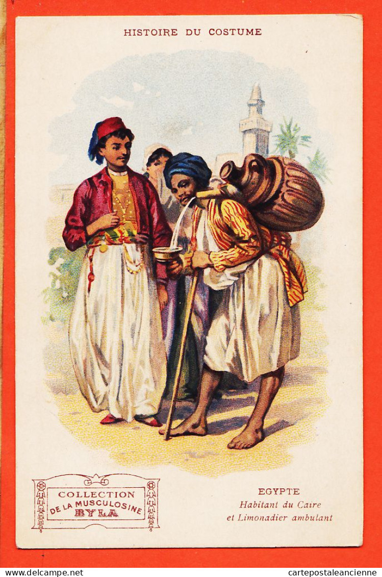 38909 / ⭐ LE CAIRE Egypte Habitant Et Limonadier 1900s ◉ Carte Publicitaire BYLA Musculosine Gentilly ◉ Histoire Costume - Personnes