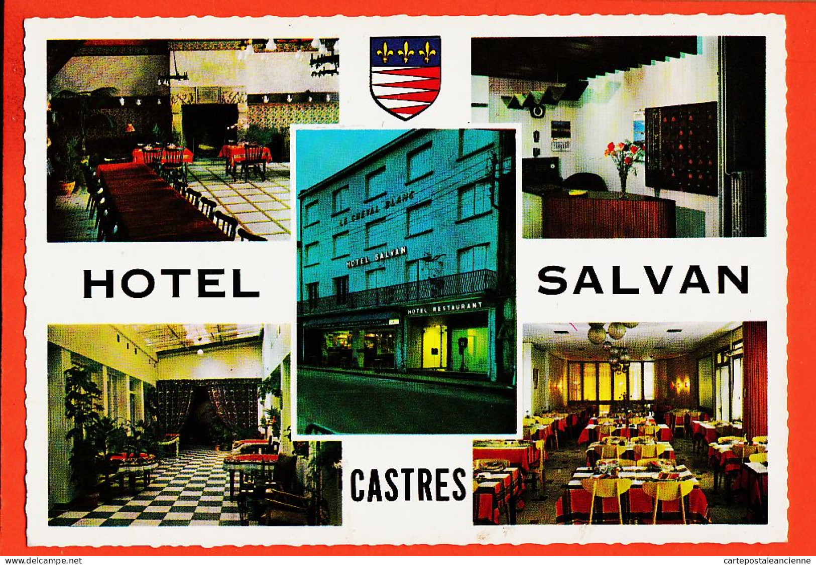 38865 / ⭐ (Bords Dentelés) CASTRES 81-Tarn Hotel SALVAN CHEVAL BLANC 28 Place De L'ALBINQUE 1960s ● Edition SIMS - Castres