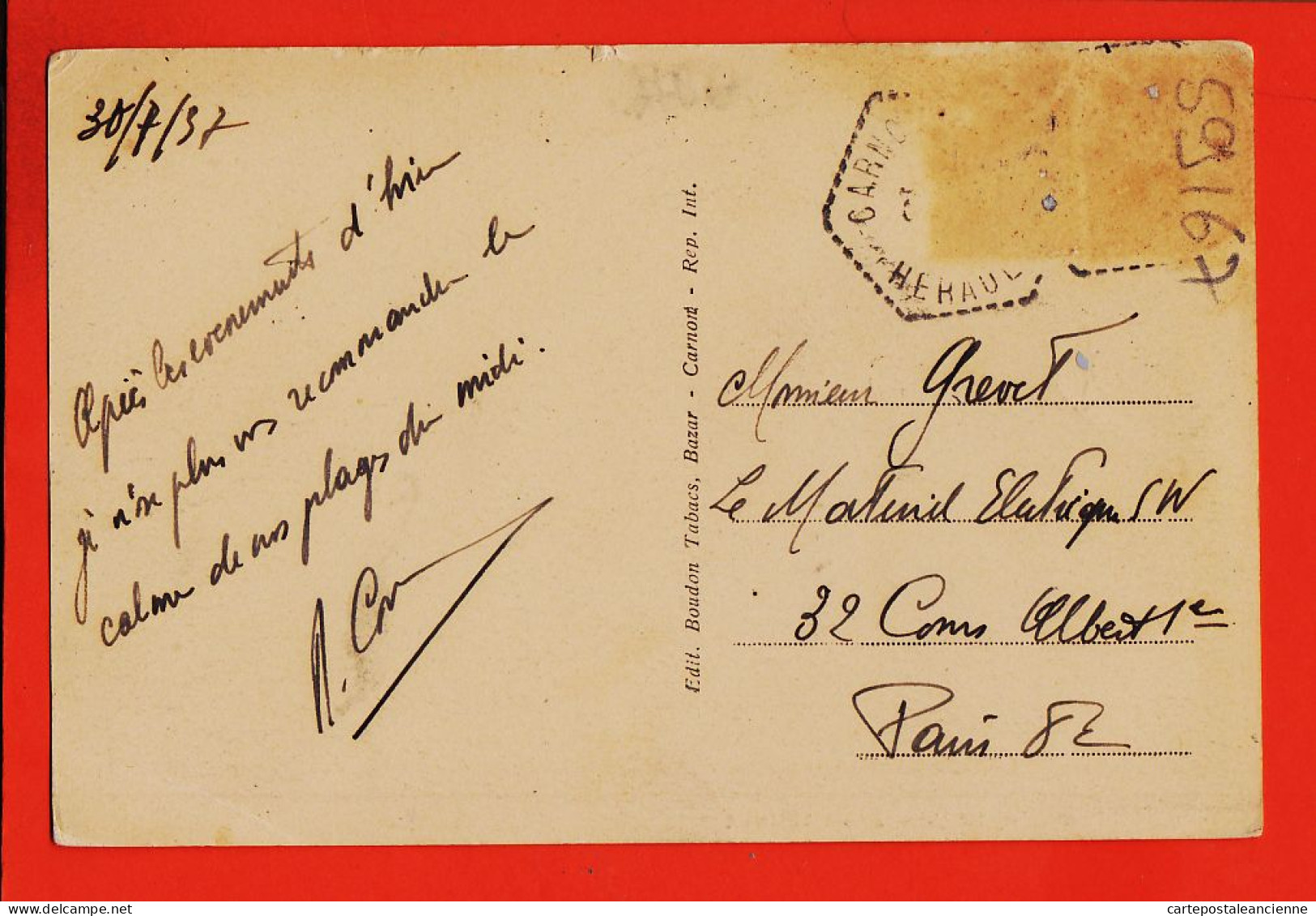 38607 / ⭐ CARNON-PLAGE 34-Hérault Hotel-Restaurant INNOVA 1937 à GREVEL Paris VIII Edition Tabacs-Bazar BOUDON - Altri & Non Classificati