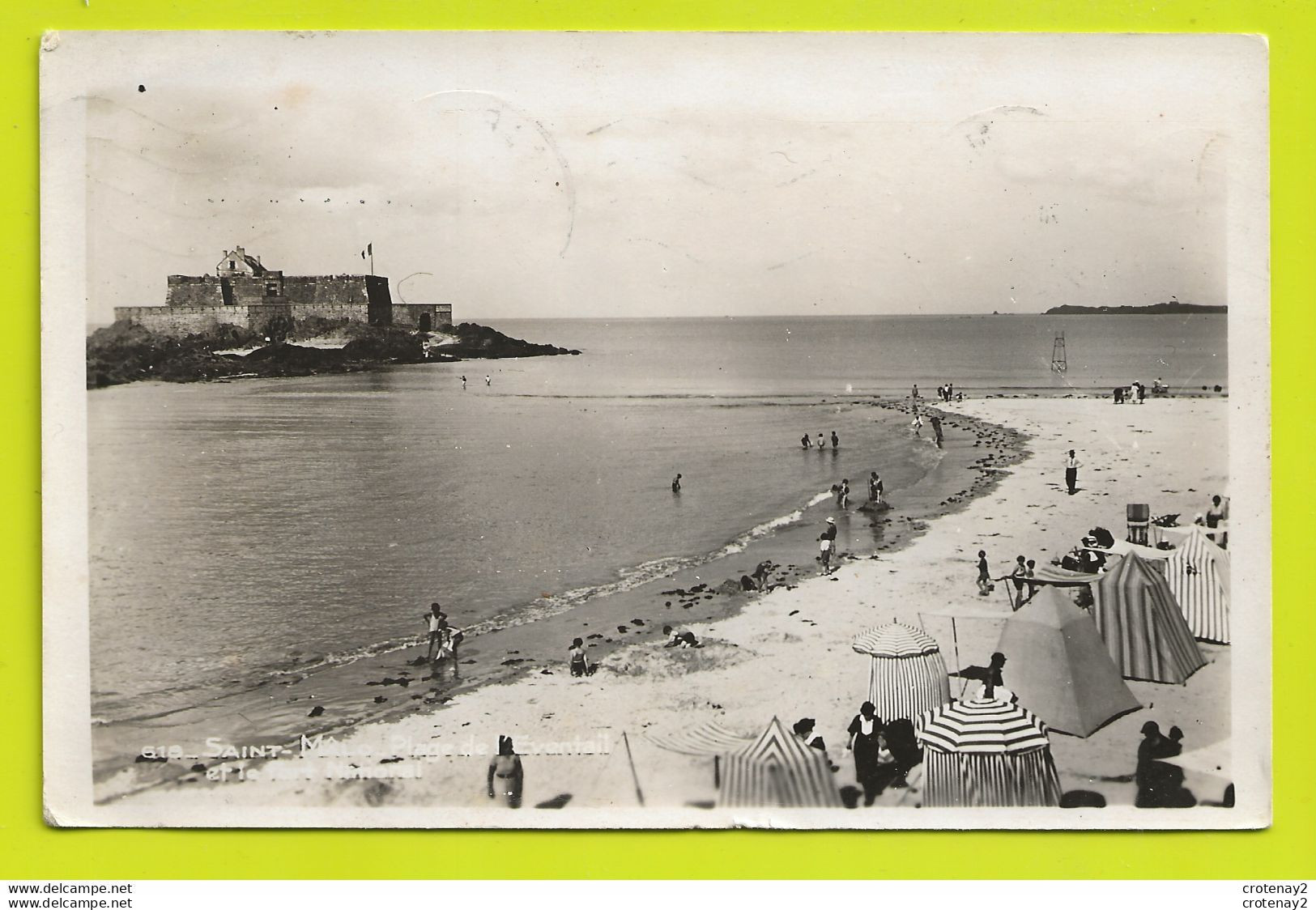 35 SAINT MALO N°618 Plage De L'Eventail Baignade Cabines Enfants Jeux De Sable VOIR DOS Postée De Paramé En 1950 - Saint Malo