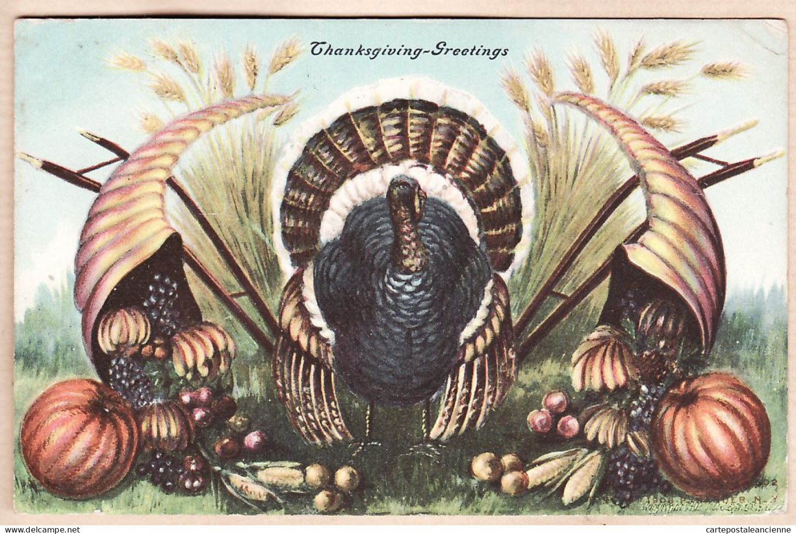 38824  / ⭐ Thanksgiving Greetings Turkey 1908  FOULQUIER Gare Cervolles Perpignan SANDER 502 - Pasqua