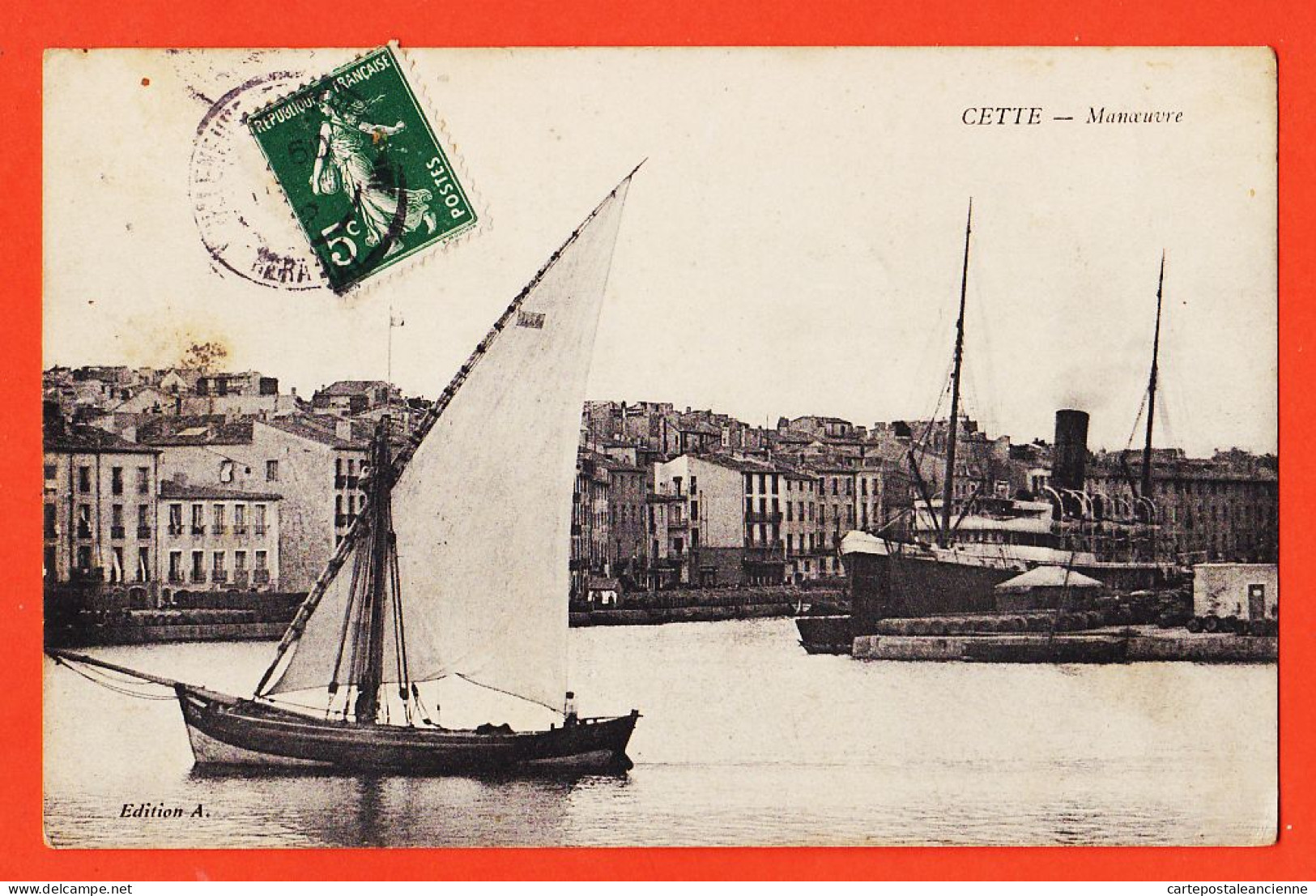 38532 / ⭐ CETTE 34-Hérault Sète MANOEUVRE Sortie Barque Pêche  1912 à Abel VILAREM Port-Vendres Edition A - Sete (Cette)