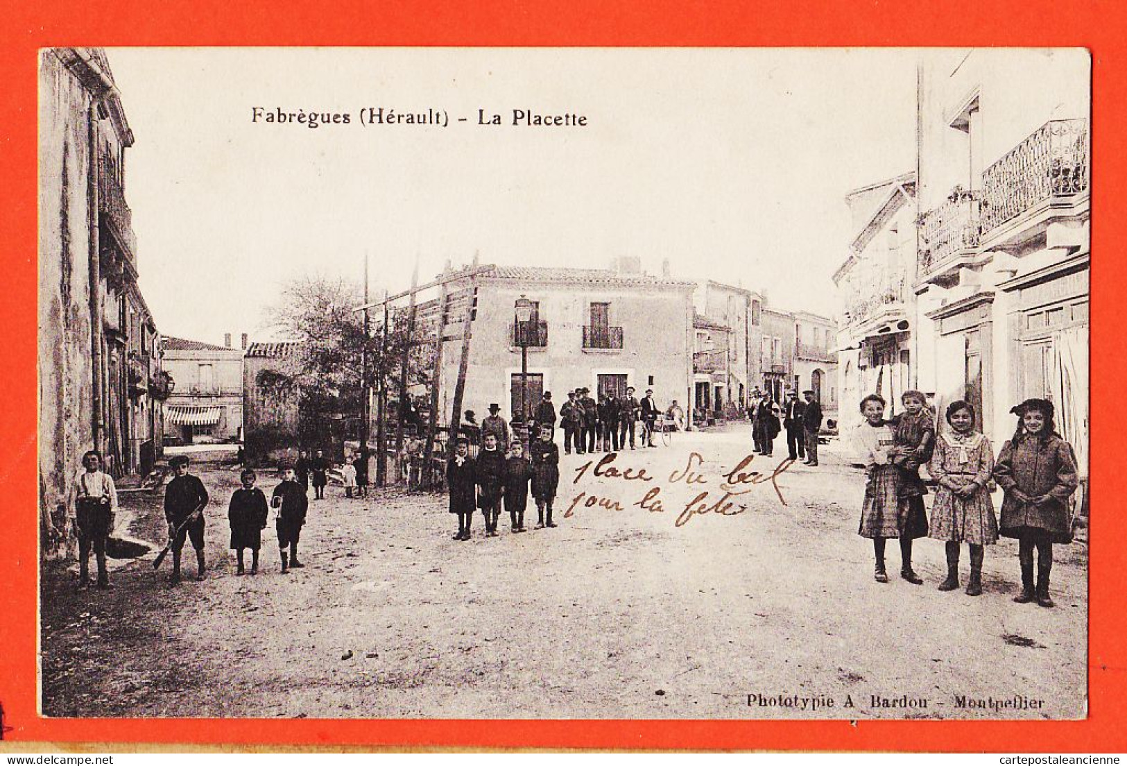 38652 / ⭐ ♥️ FABREGUES 34-Hérault Placette Place Bal Animation Villageoise 1910s à Honoré VILAREM Port-Vendres-BARDOU - Autres & Non Classés