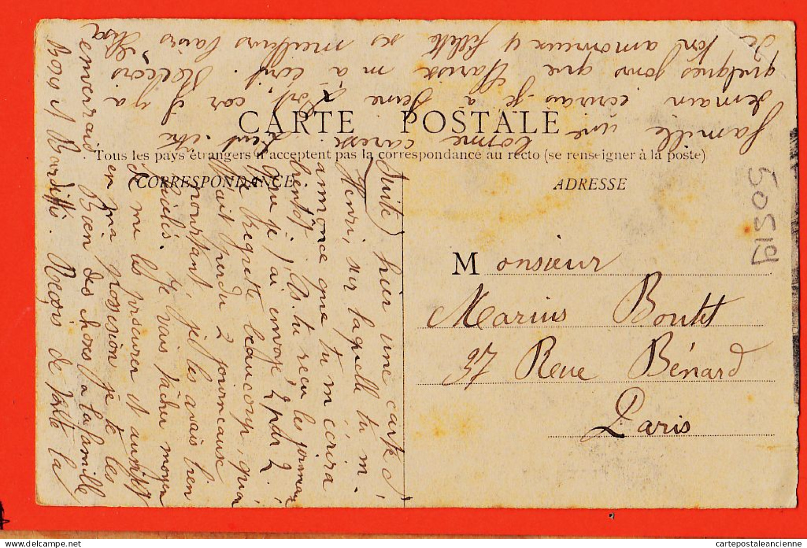 38557 / ⭐ CETTE Sète 34-Hérault Le THEATRE 1907 De Elisa à Marius BOUTET Rue Benard Paris  - Sete (Cette)