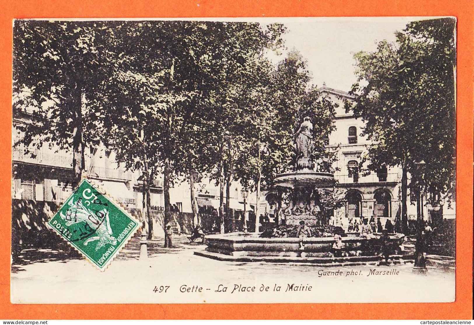 38534 / ⭐ CETTE Sète 34-Hérault La Place De La MAIRIE Fontaine 1907 à Marius BOUTET Rue Benard Paris- Photo GUENDE 497 - Sete (Cette)